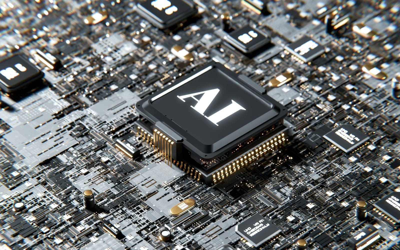 Close-up of a processor chip representing artificial intelligence hardware