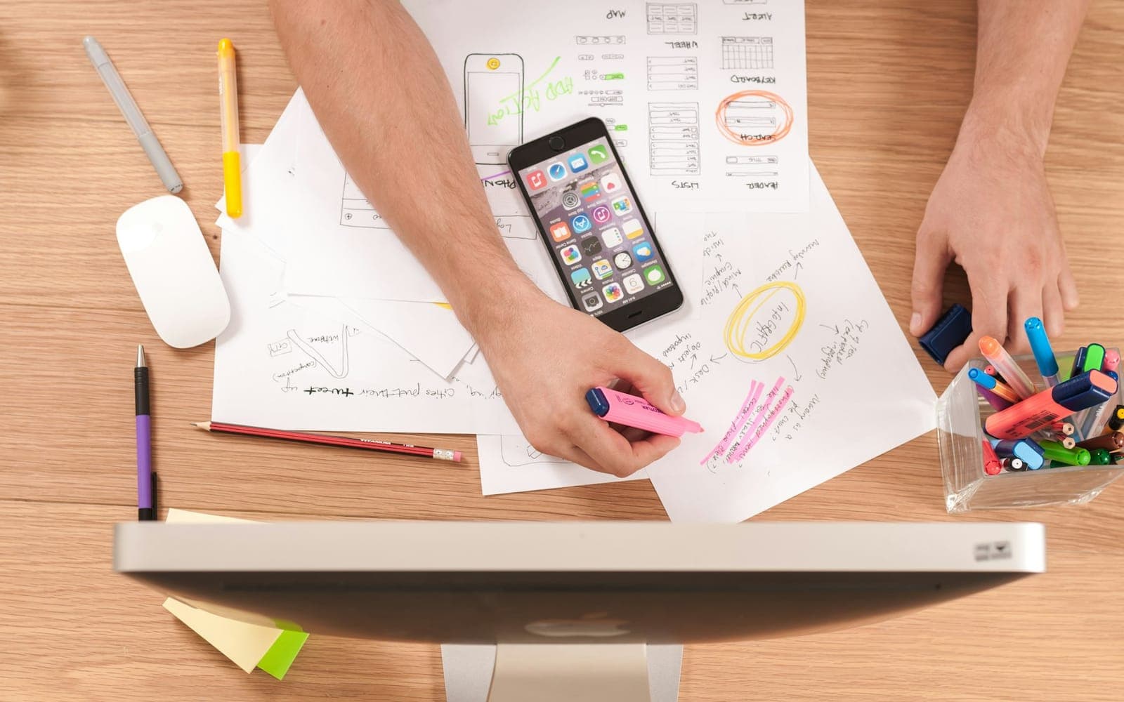 Social media content calendar planned on a desk