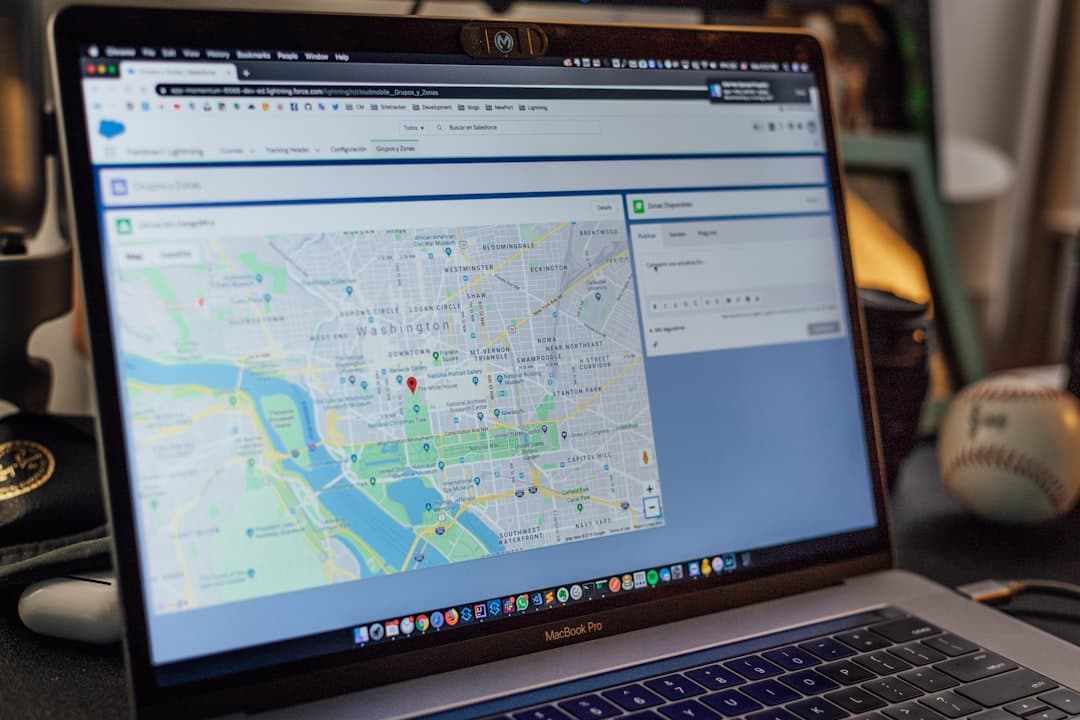 Laptop running network planning software